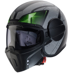 Hjálmur JET GHOST X VYRUS MATT BLACK/GREY/GREEN FLUO